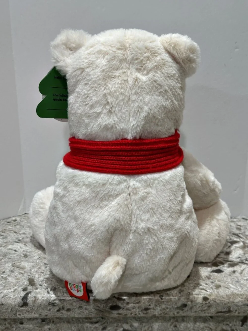 Giggle Scape White Polar Bear Plush Red Scarf Soft Stuffed Animal 15